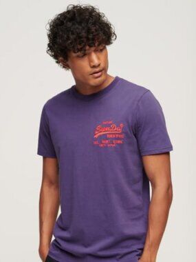Superdry Neon Vintage Logo Graphic in Lex Purple